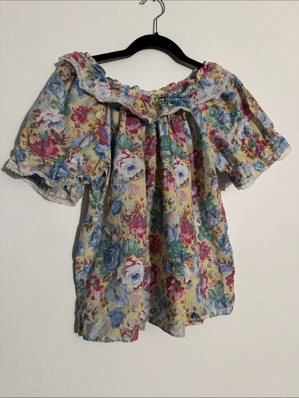 Vintage Tru-West Floral Ruffle Top & Ruffle Skirt Set in Yellow